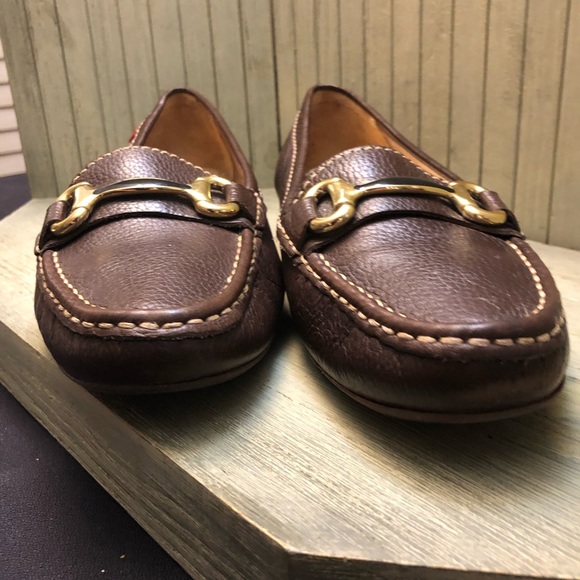 Marc Joseph New York Brown Leather Gold Buckle Loafers 8 - Picture 2 of 11